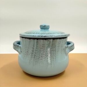 De Silva Terracotta Pottery Pot 6" x 7" Blue Cook Ware Casserole Soup Bean 48oz